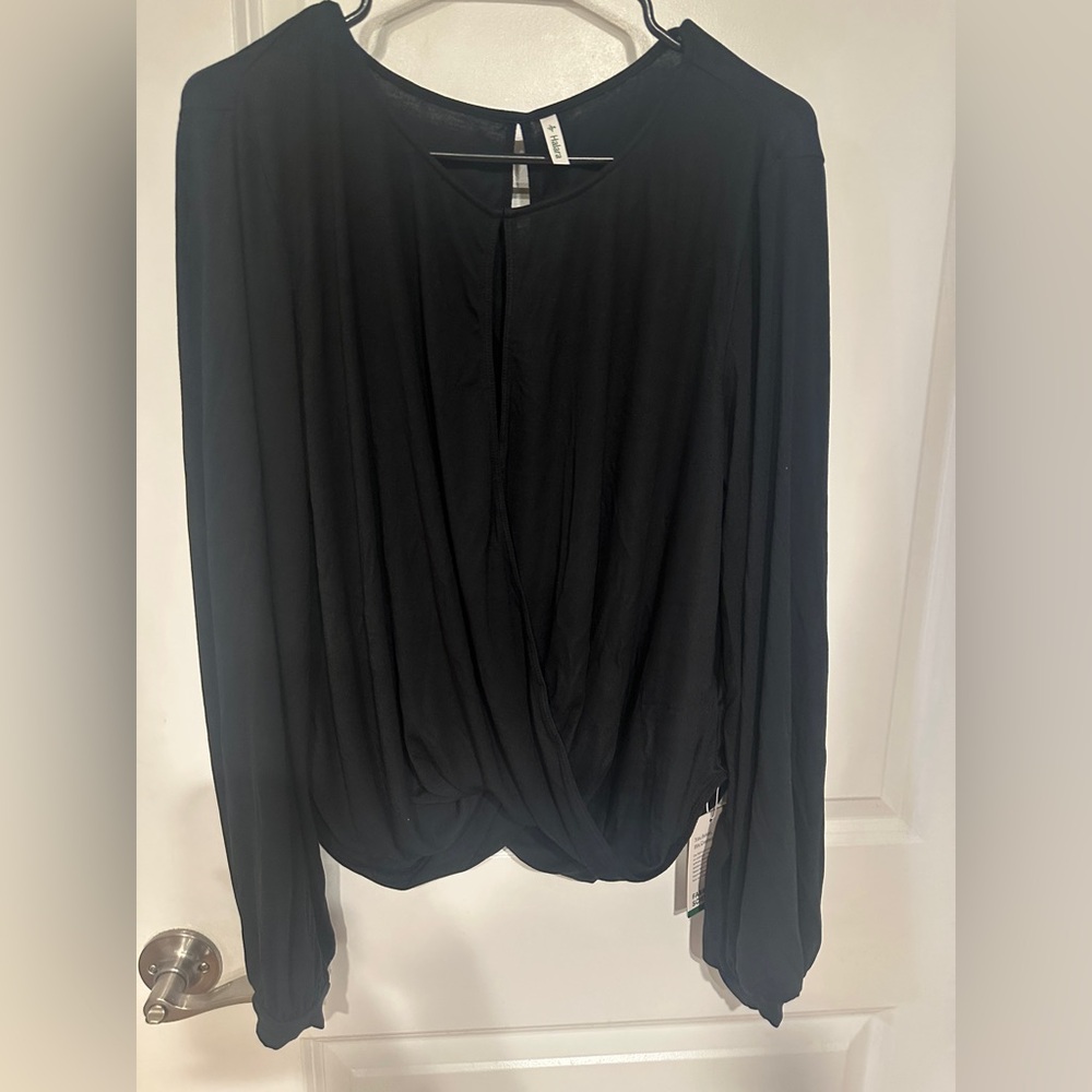 Ribbed Boat Neck Crossover Button Cut Out Long Sleeve